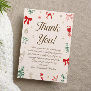 Carte De Remerciements Mariage de Noël Dessiné à la Main