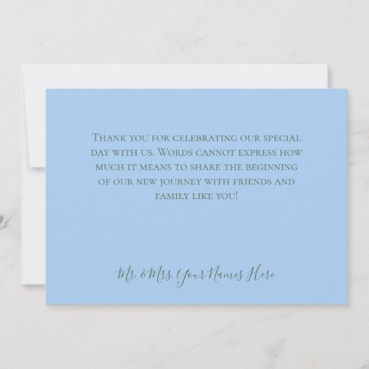 Carte De Remerciements Mariage de notes pour les oeillets et les oubliett (Dos)