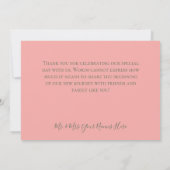 Carte De Remerciements Mariage de notes pour les oeillets et les oubliett (Dos)