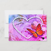 Carte De Remerciements Mariage de papillon Pearl Heart Rose Roses (Dos)