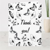 Carte De Remerciements Mariage de papillons noirs et blancs (Devant)