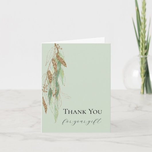 Carte De Remerciements Mariage de Parties scintillant Glitzy Eucalyptus o (Devant)