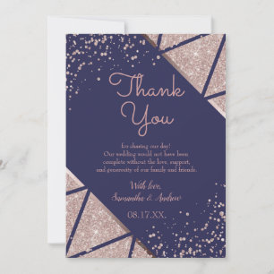 Carte De Remerciements Mariage de Parties scintillant Gold Confetti Rose 