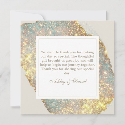 Carte De Remerciements Mariage de Parties scintillant Iridescente moderne (Dos)