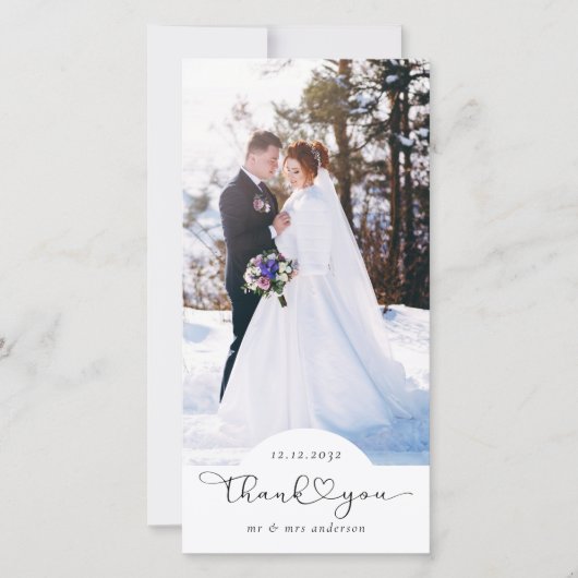 Carte De Remerciements Mariage de photo de script cardiaque (Devant)