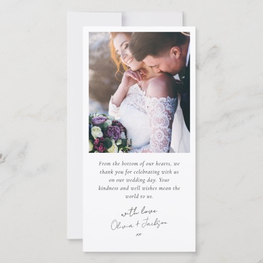 Carte De Remerciements Mariage de photo de script cardiaque (Dos)