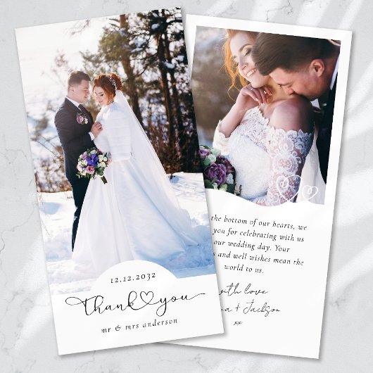 Carte De Remerciements Mariage de photo de script cardiaque