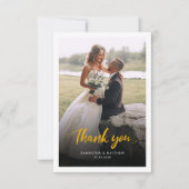 Carte de remerciements Mariage de photos de script (Devant)