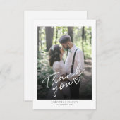 Carte De Remerciements Mariage de photos lettres à la main (Devant / Derrière)