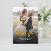 Carte De Remerciements Mariage de photos Modern Script 2 (Debout devant)