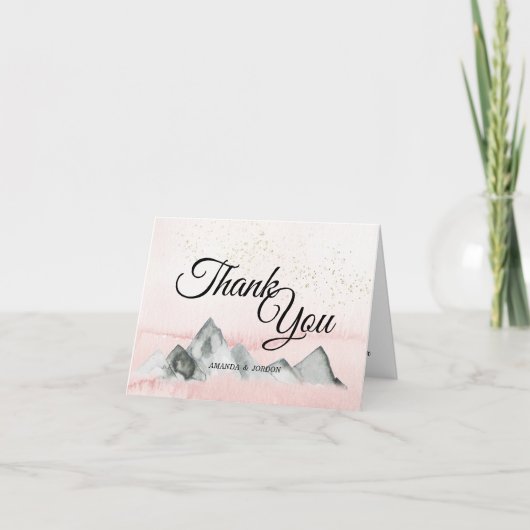 Carte de remerciements Mariage de Pink Sunrise Mou (Devant)