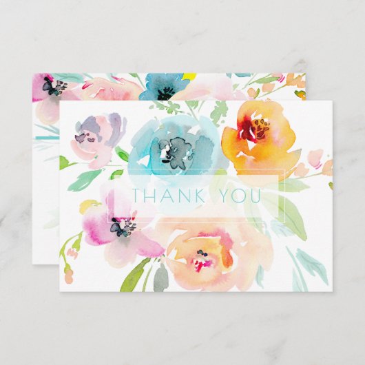 Carte De Remerciements Mariage de PixDezines Fleurs de printemps aquarell (Devant / Derrière)