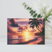 Carte De Remerciements Mariage de plage au coucher du soleil romantique (Debout devant)