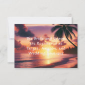 Carte De Remerciements Mariage de plage au coucher du soleil romantique (Dos)