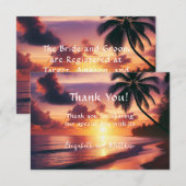 Carte De Remerciements Mariage de plage au coucher du soleil romantique (Devant / Derrière)