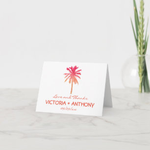 Carte De Remerciements Mariage de plage de palmiers tropicaux