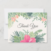 Carte De Remerciements Mariage de plage fleurie tropicale (Devant)