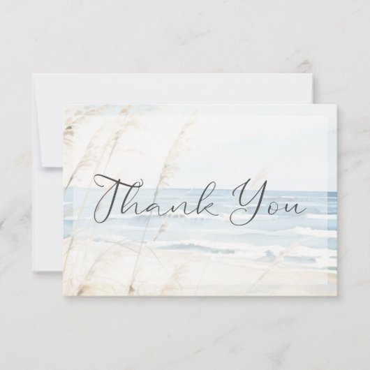 Carte De Remerciements Mariage de plage moderne en bord de mer (Devant)