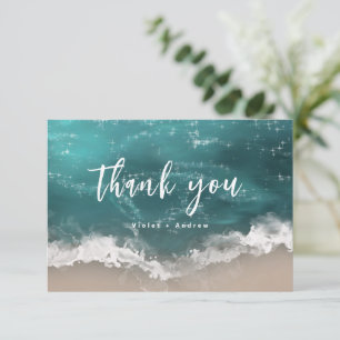 Carte De Remerciements mariage de plage océanique Abstraite