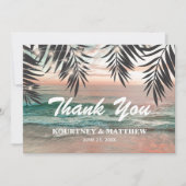 Carte De Remerciements Mariage de plage tropicale (Devant)