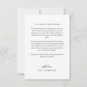 Carte De Remerciements Mariage de porte photo à script noir simple (Dos)