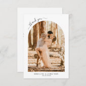 Carte De Remerciements Mariage de porte photo à script noir simple (Devant / Derrière)