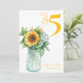 Carte De Remerciements Mariage de pot de tournesol rustique Mason Numéro  (Debout devant)