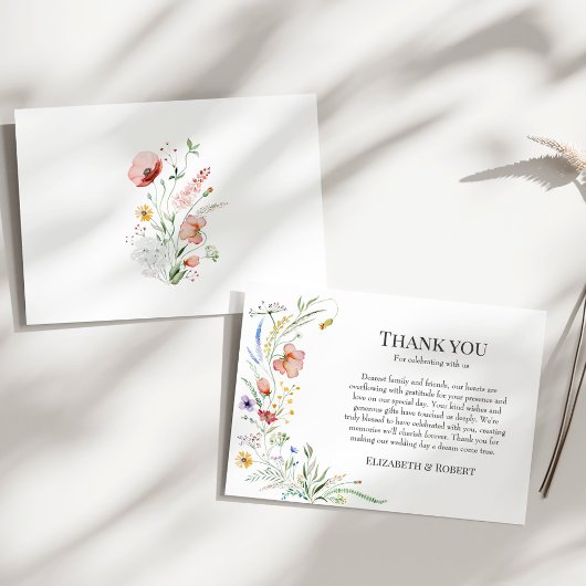 Carte De Remerciements Mariage de pré-Fleur sauvage Boho