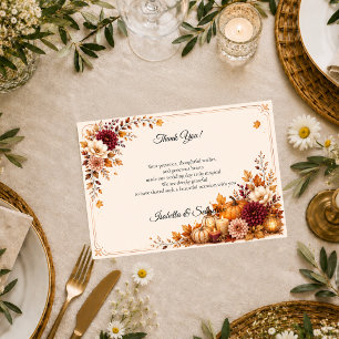 Carte De Remerciements Mariage de récolte rustique