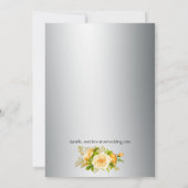 Carte De Remerciements Mariage de roses argentées et jaunes (Dos)