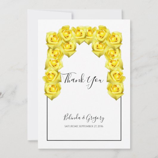 Carte de remerciements Mariage de roses jaunes (Dos)