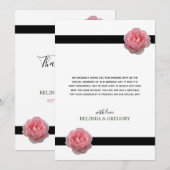 Carte De Remerciements Mariage de ruban noir rose (Devant / Derrière)