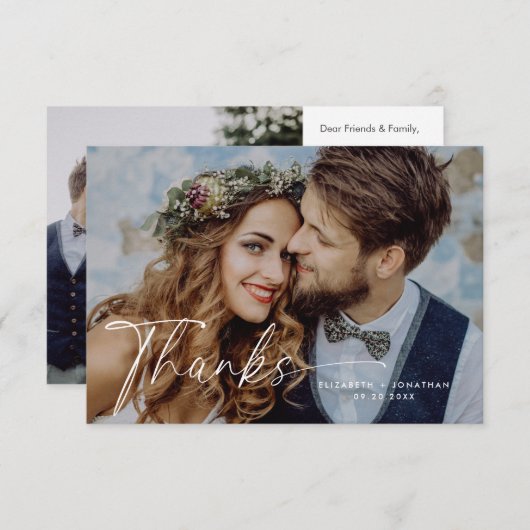 Carte de remerciements Mariage de script (Devant / Derrière)