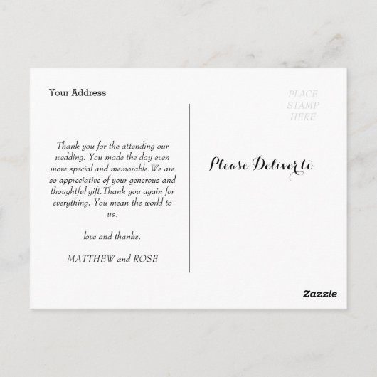 Carte de remerciements mariage de script amusant (Dos)