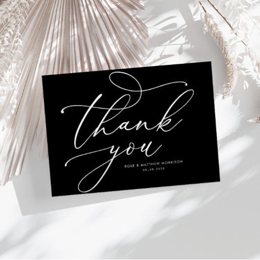 Carte De Remerciements mariage de script blanc moderne