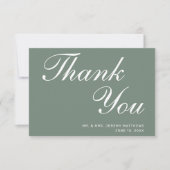 Carte De Remerciements Mariage de script blanc moderne Sage Green (Devant)