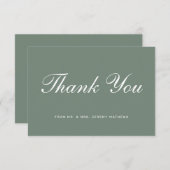 Carte De Remerciements Mariage de script blanc moderne Sage Green (Devant / Derrière)