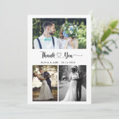 Carte De Remerciements Mariage de script cardiaque moderne 4 Photo Collag (Debout devant)