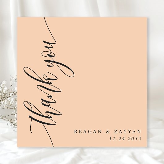 Carte De Remerciements Mariage de script de calligraphie de pesée douce