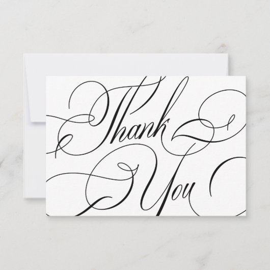 Carte De Remerciements Mariage de script de calligraphie élégant (Devant)