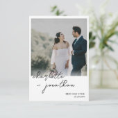 Carte De Remerciements Mariage de script de calligraphie photo du meilleu (Debout devant)