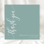 Carte De Remerciements Mariage de script de calligraphie Turquoise Dusty