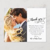 Carte de remerciements Mariage de script de Collag (Dos)