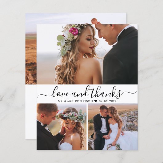 Carte de remerciements Mariage de script de Collag (Devant / Derrière)