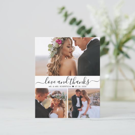 Carte de remerciements Mariage de script de Collag (Debout devant)