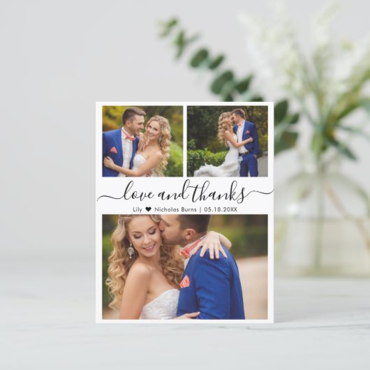 Carte de remerciements Mariage de script de Collag (Debout devant)