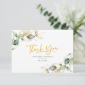 Carte De Remerciements Mariage de script de feuillage Eucalyptus (Debout devant)