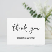 Carte De Remerciements Mariage de script élégant (Debout devant)