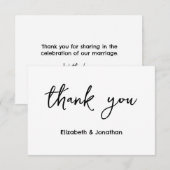 Carte De Remerciements Mariage de script élégant (Devant / Derrière)