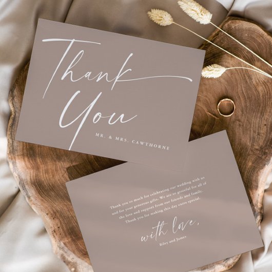 Carte De Remerciements Mariage de script élégant et moderne